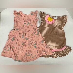 Lot of two Disney little mermaid and stripped flower summer dresses size 5T & 6